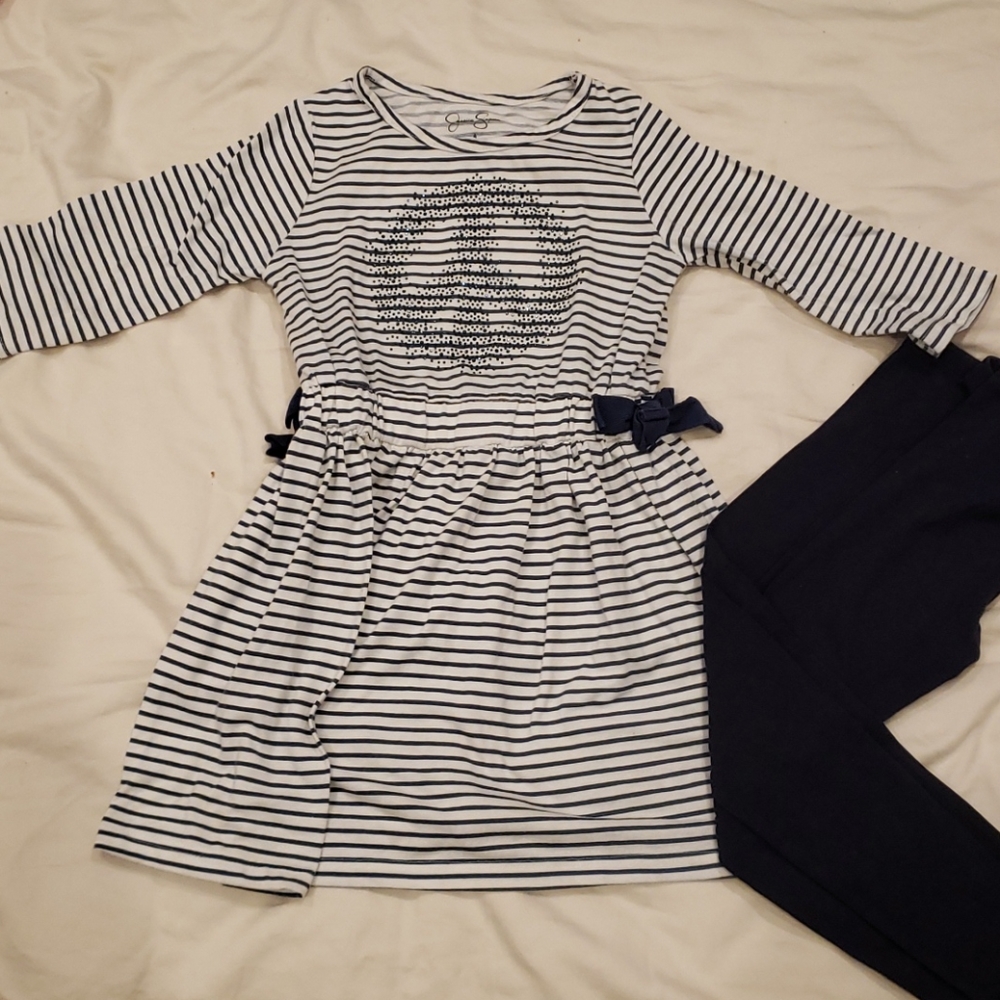 Jessica Simpson dress & 2 pairs navy h&m leggings